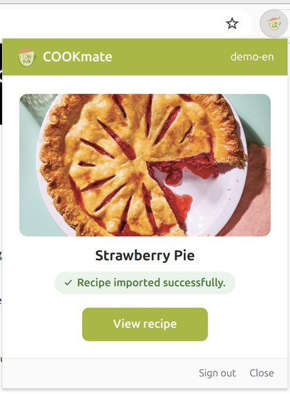Imported recipe with its photo and the View recipe button