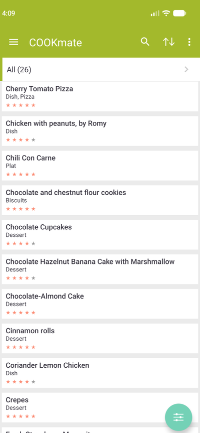 Recipe list in List - Show only title layout